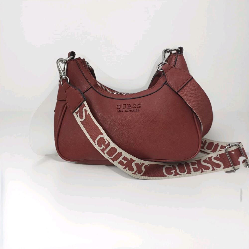 Guess Purse Handbag Crossbody Women Bag Satchel Berkton Mini SF943669 Brown Rust